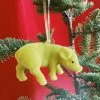 One Hundred Eighty Degress Flocked Pig Ornament - Green