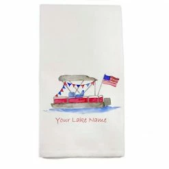 French Graffiti Beaver Lake Pontoon Boat Dishtowel