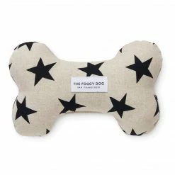 The Foggy Dog Black Stars Dog Bone Squeaky Toy