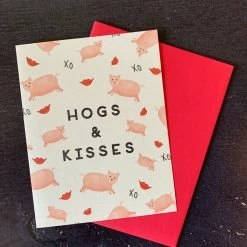 Slightly Stationery Hogs And Kisses Card