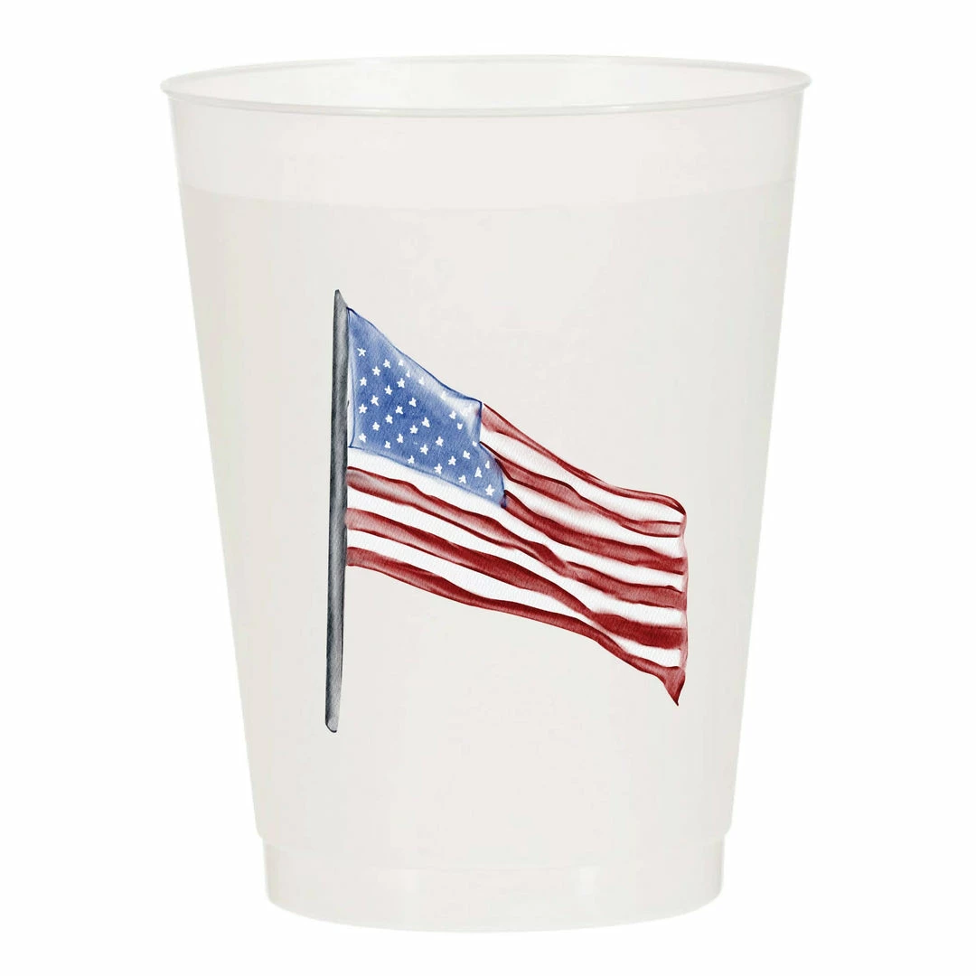 Sip Hip Hooray American Flag Watercolor Reusable Cups