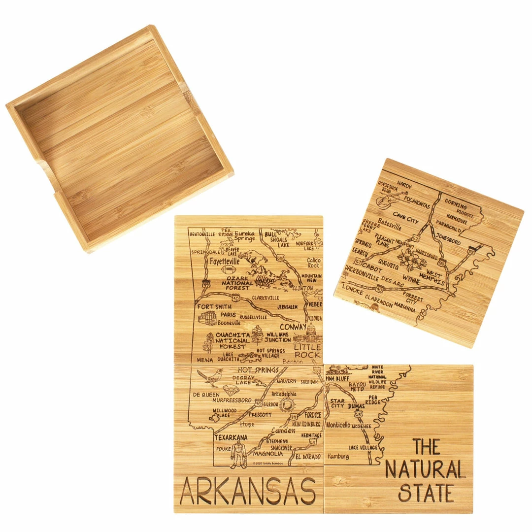 Totally Bamboo Arkansas Puzzle Coaster Set Hostess Gifts