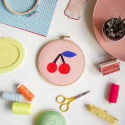 Cotton Clara: Cherry Embroidery Hoop Kit