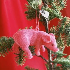 One Hundred Eighty Degress Arkansas Razorbacks Flocked Pig Ornament - Pink