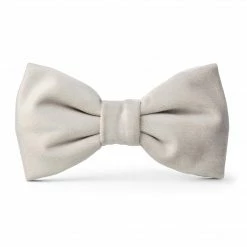 The Foggy Dog Fog Gray Velvet Dog Bow Tie - Standard