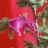 One Hundred Eighty Degress Arkansas Razorbacks Flocked Pig Ornament - Purple