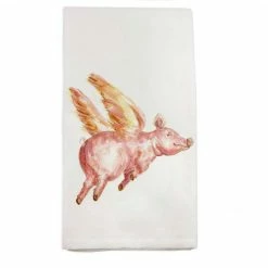 French Graffiti Flying Pig Dish Towel