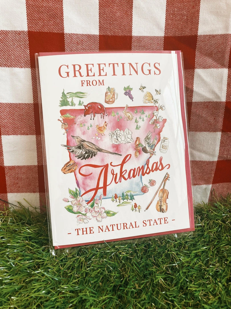 RosanneBeck Collections Arkansas Handpainted Icons Greeting Card Arkansas Razorbacks