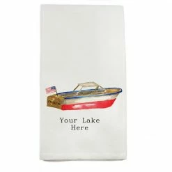 French Graffiti Hostess Gifts Beaver Lake Boat Dishtowel