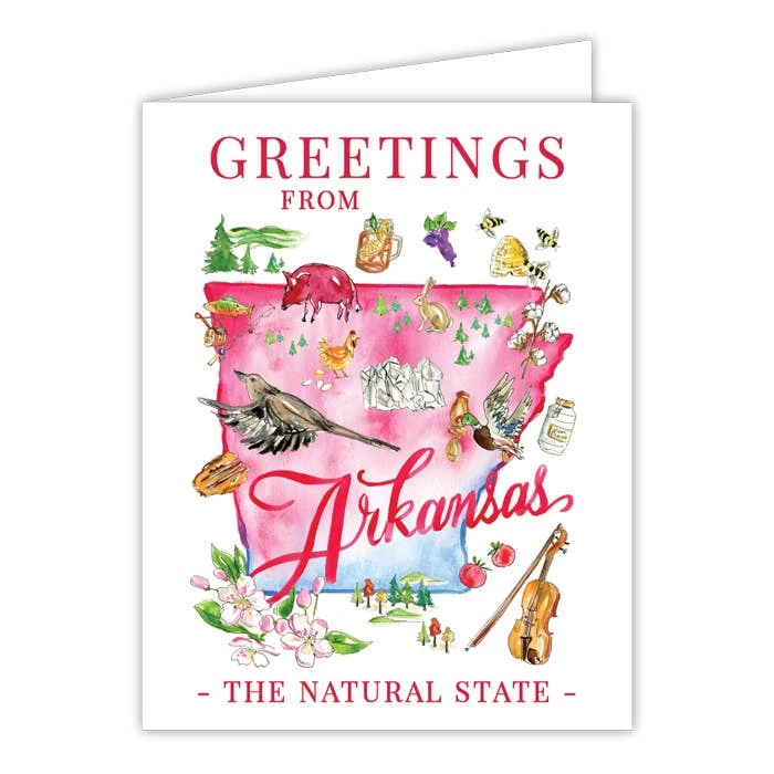 RosanneBeck Collections Arkansas Handpainted Icons Greeting Card Arkansas Razorbacks