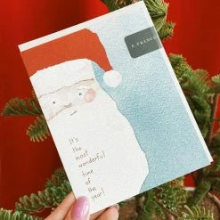 Creative Co-op Paper Goods Vintage Santa Greeting Card