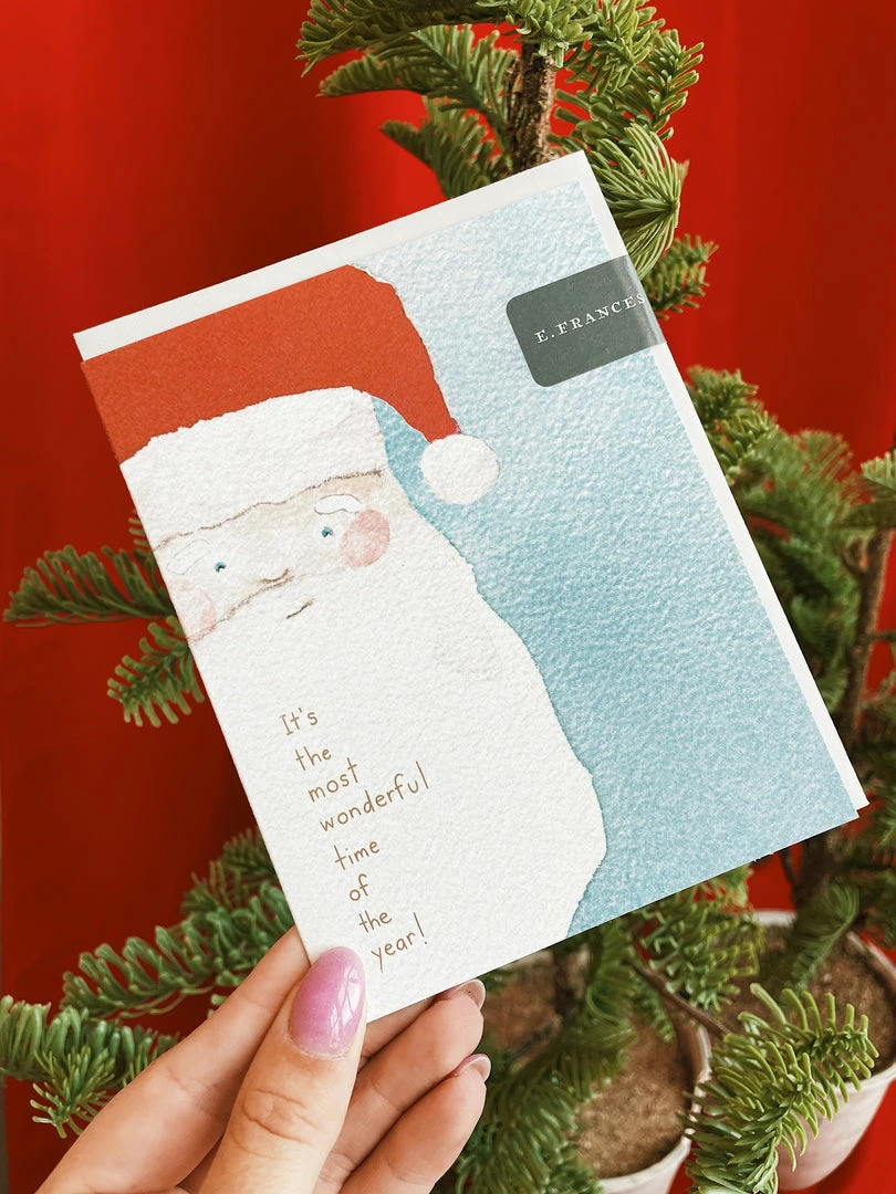 Creative Co-op Paper Goods Vintage Santa Greeting Card