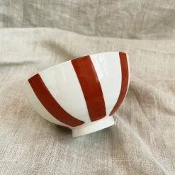 Creative Co-op Red Simple Stripe Latte Bowl