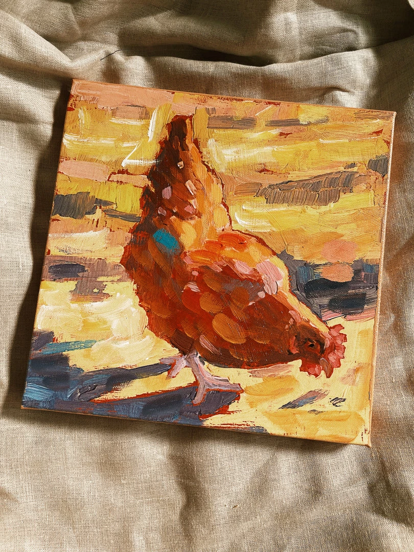 Creative Co-op Decor Square Rooster Canvas - Yellow