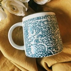 Creative Co-op Paisley Blue + White Mug Mugs