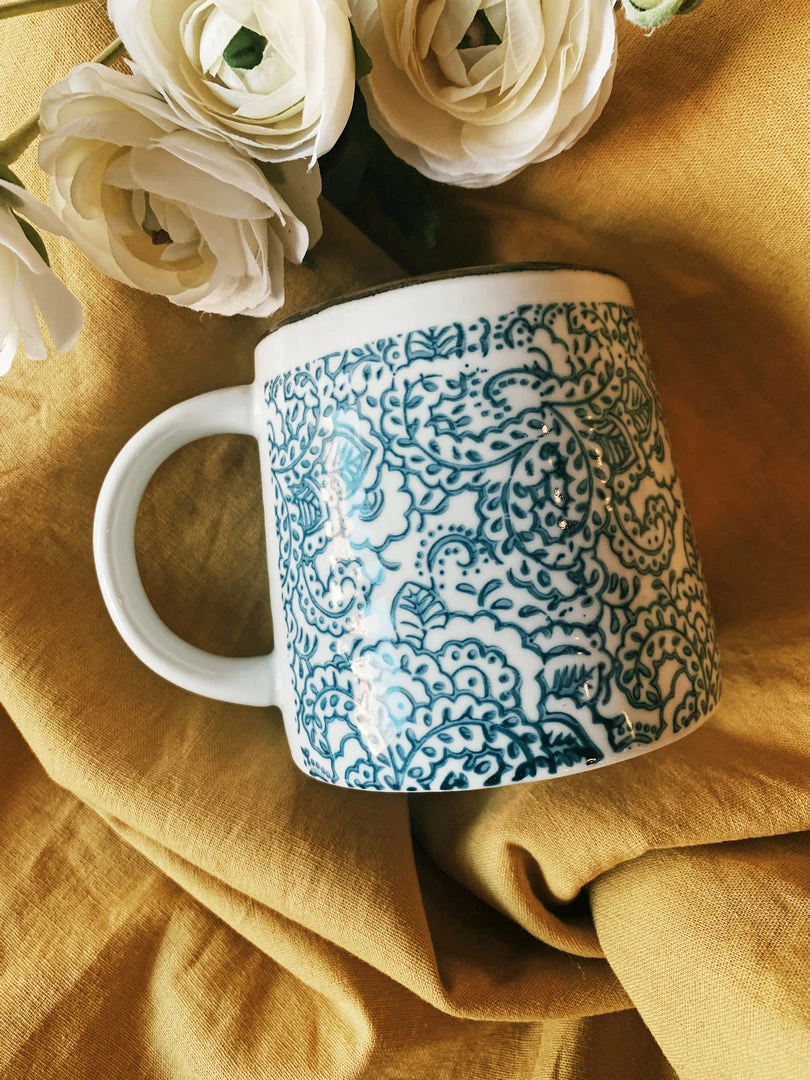 Creative Co-op Paisley Blue + White Mug Mugs