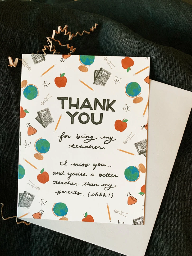 Slightly Stationery Teacher Thank You Card (from Student) Teacher Gifts