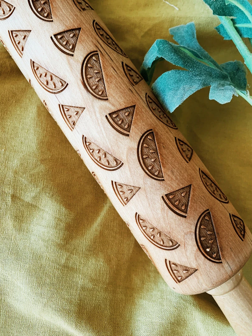 Kitchenware Humble Elephant: Watermelon Embossing Maple Rolling Pin