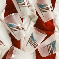 Sip Hip Hooray American Flag Watercolor Reusable Cups