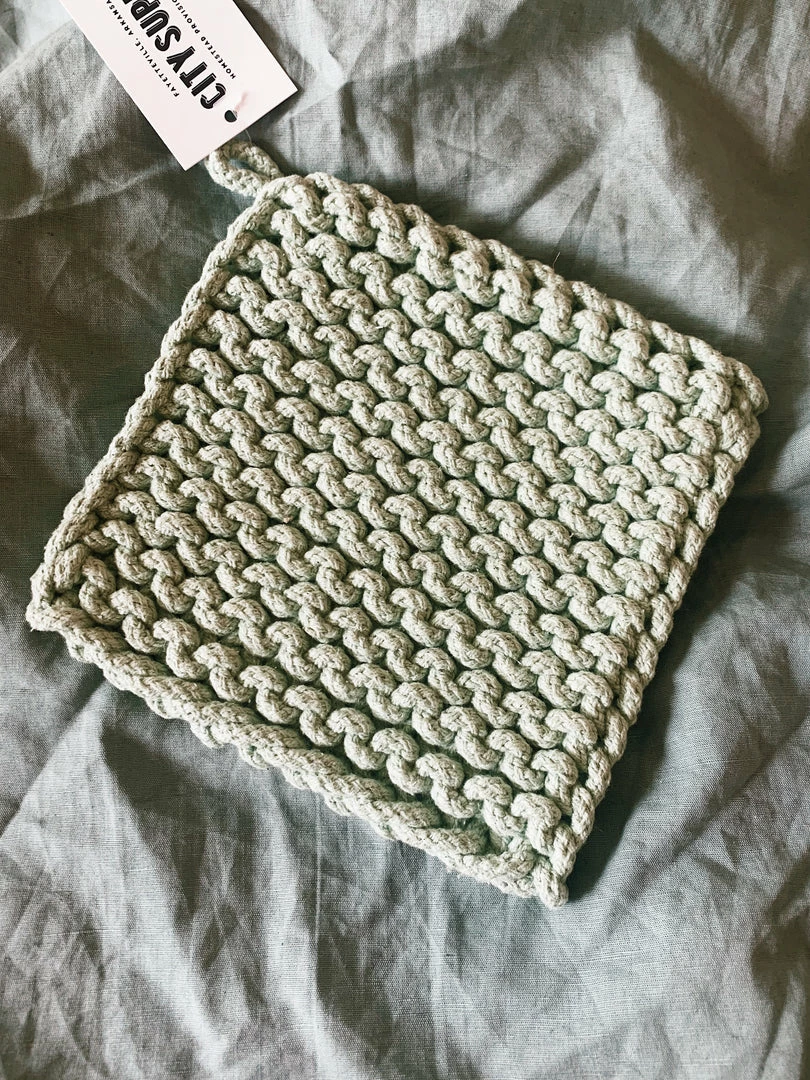 CREATIVE COOP Kitchenware Crocheted Pot Holder - Light Green