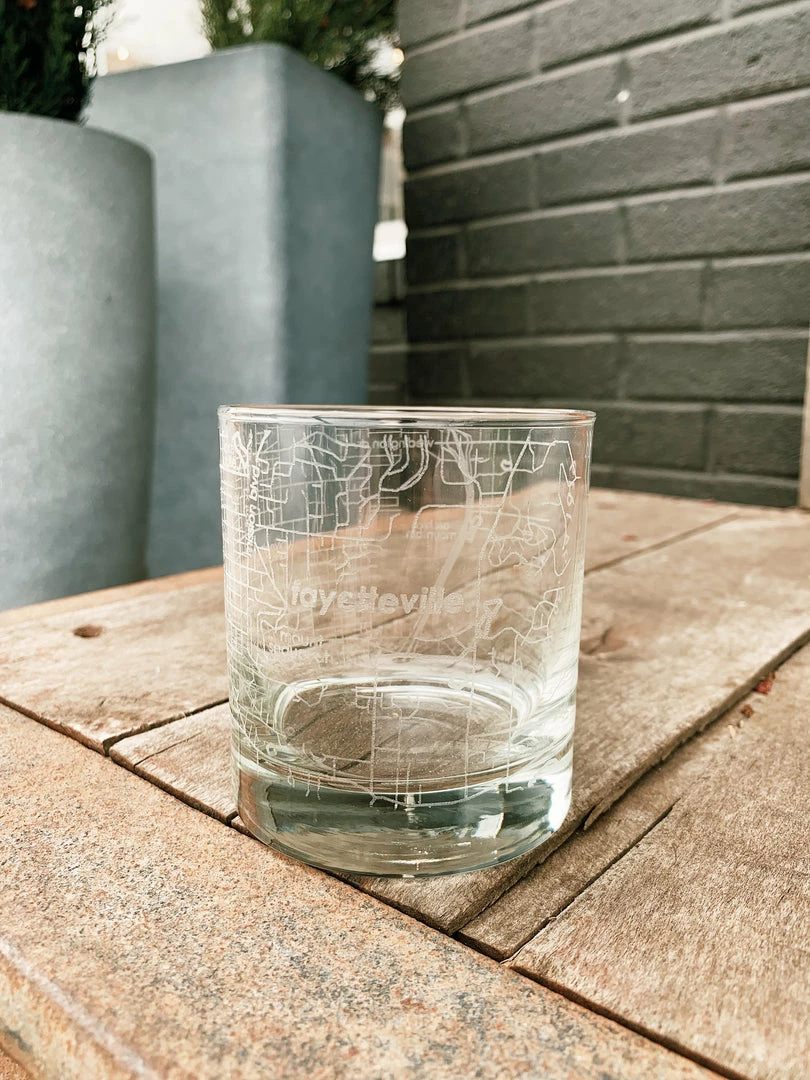 Well Told Gifts For Him Fayetteville, AR Map Rocks Glass