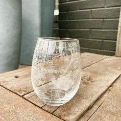Well Told Fayetteville AR Map Stemless Wine Glass