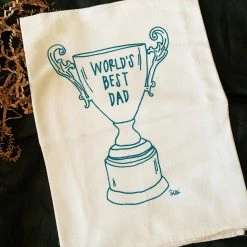 Girls Can Tell Dad Trophy Tea Towel Kitchenware