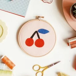 Cotton Clara: Cherry Embroidery Hoop Kit