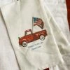 French Graffiti 4th Of July Weekend Red Truck With Flag And Quote Dishtowel