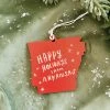 SnowMade Arkansas Razorbacks Happy Holidays From Arkansas Wood Ornament