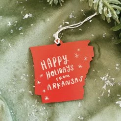 SnowMade Arkansas Razorbacks Happy Holidays From Arkansas Wood Ornament