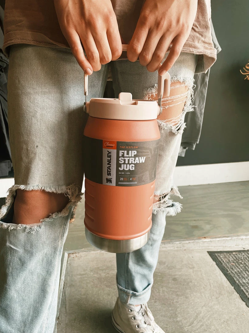 Stanley: Ice Flow Flip Straw 64oz Jug - Grapefruit Gifts For Her