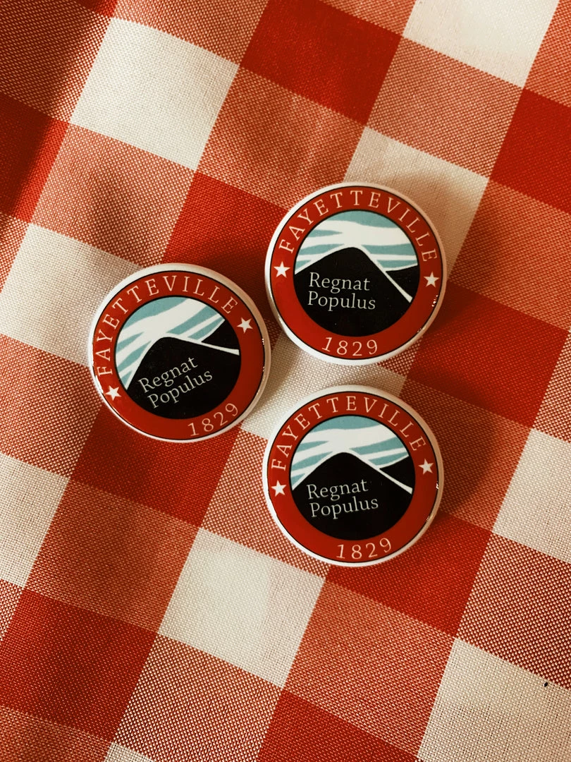 Citysupplyfayetteville Fayetteville Emblem 1" Button Arkansas Razorbacks