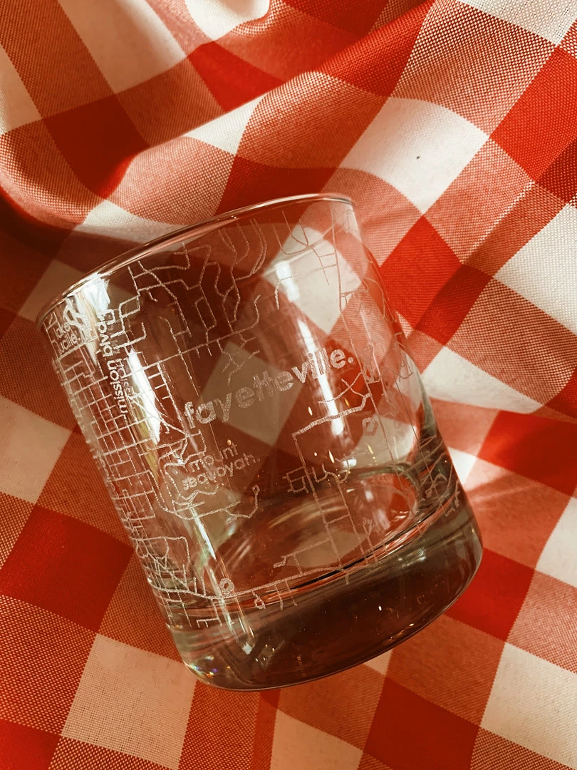Well Told Gifts For Him Fayetteville, AR Map Rocks Glass