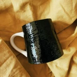 Creative Co-op Black + White Striped Mug