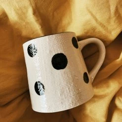 Creative Co-op Black + White Dot Mug Kitchenware