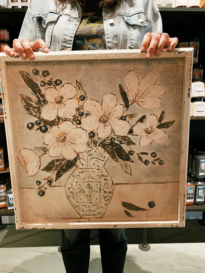 Creative Co-op White Vase Wood Wall Decor