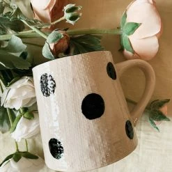Creative Co-op Black + White Dot Mug Kitchenware