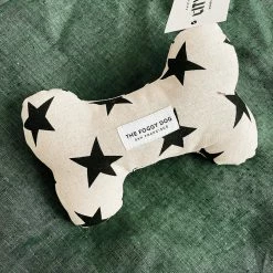 The Foggy Dog Black Stars Dog Bone Squeaky Toy