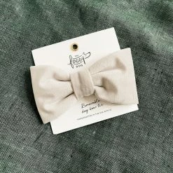 The Foggy Dog Fog Gray Velvet Dog Bow Tie - Standard