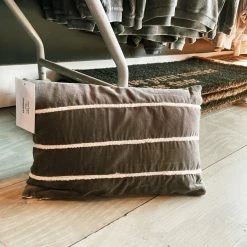 Creative Co-op Velvet Striped Lumbar Pillow Decor