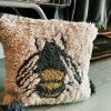 Creative Co-op Punch Hook Bee Square Pillow Honey