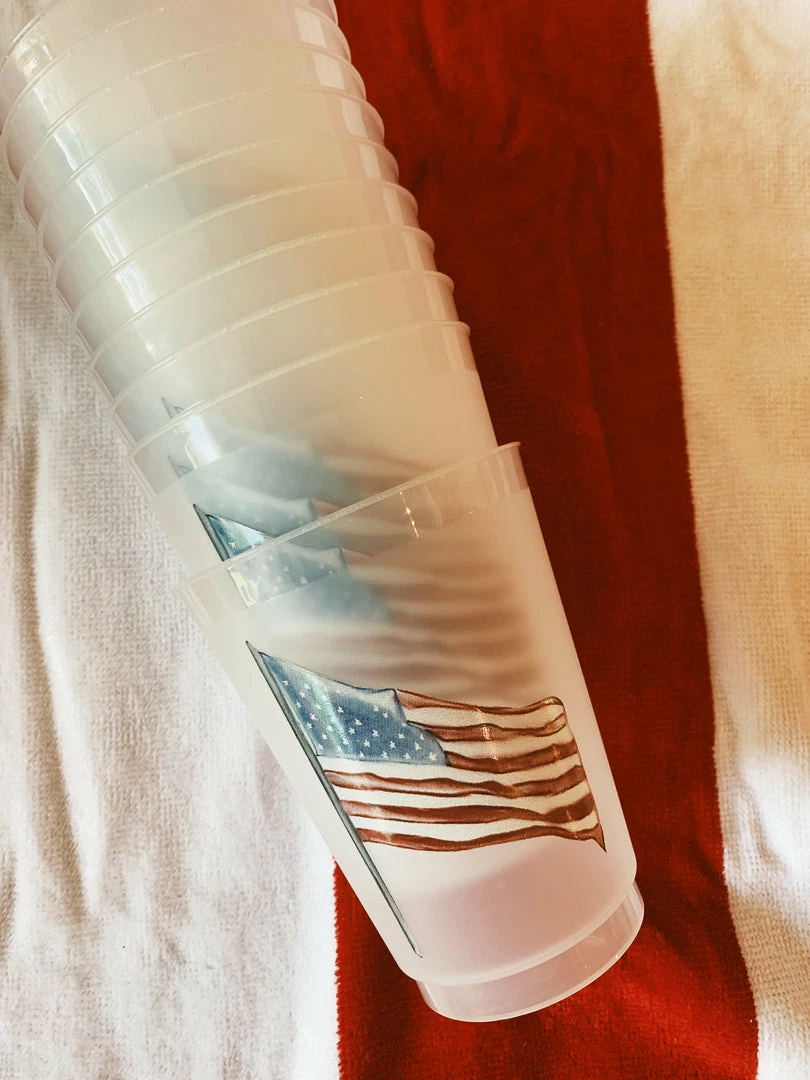 Sip Hip Hooray American Flag Watercolor Reusable Cups