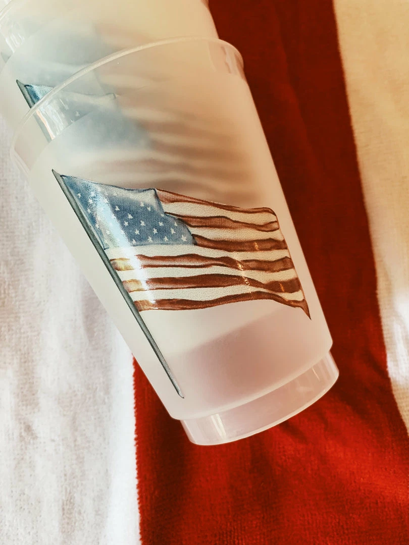 Sip Hip Hooray American Flag Watercolor Reusable Cups