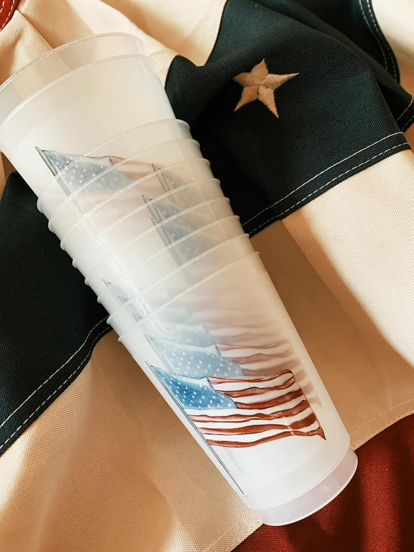 Sip Hip Hooray American Flag Watercolor Reusable Cups