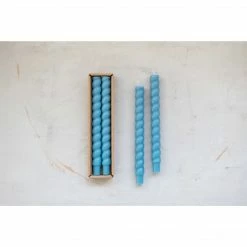 Creative Co-op Decor Twisted Taper Candles - Blue