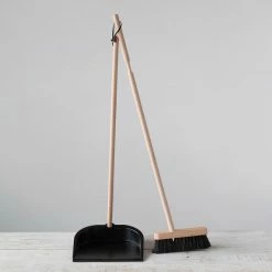 Creative Co-op Beech Wood Broom + Metal Dustpan