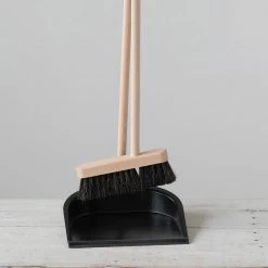 Creative Co-op Beech Wood Broom + Metal Dustpan