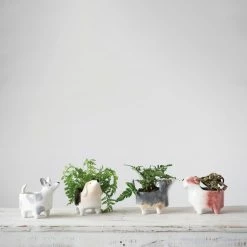 Creative Co-op Ceramic Dog Planter