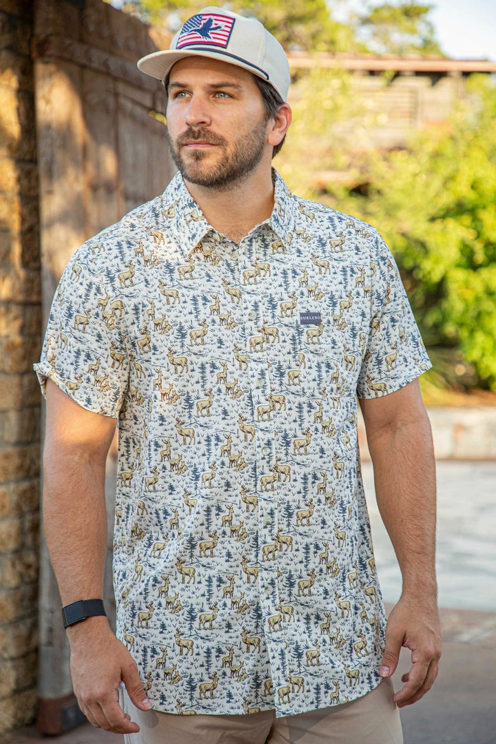 Burlebo: Performace SS Button Up - Deer Scenery Gifts For Him